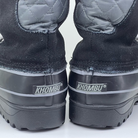 Khombu Boots Nordic 2 Waterproof Rain Snow Winter Black Suede Faux Fur Gorp Lace - Picture 8 of 12